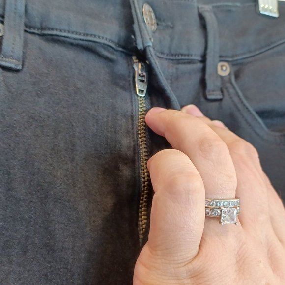 AGOLDE Women's Black Ripped Skinny Leg Stretch High Rise Denim Jean Destroyed 25 - Picture 6 of 12